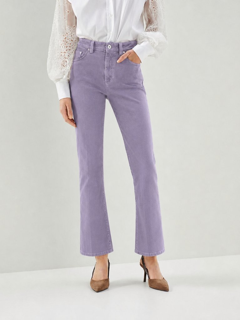 Brunello Cucinelli Monili Jeans Purple Denim Kick Flare High Waist 29x26" Size 4